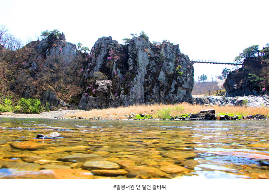 
# 팔봉서원 앞 달천 칼바위
